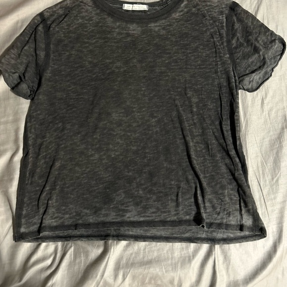 We The Free Charcoal Sheer Short Sleeve Tee - Picture 1 of 3
